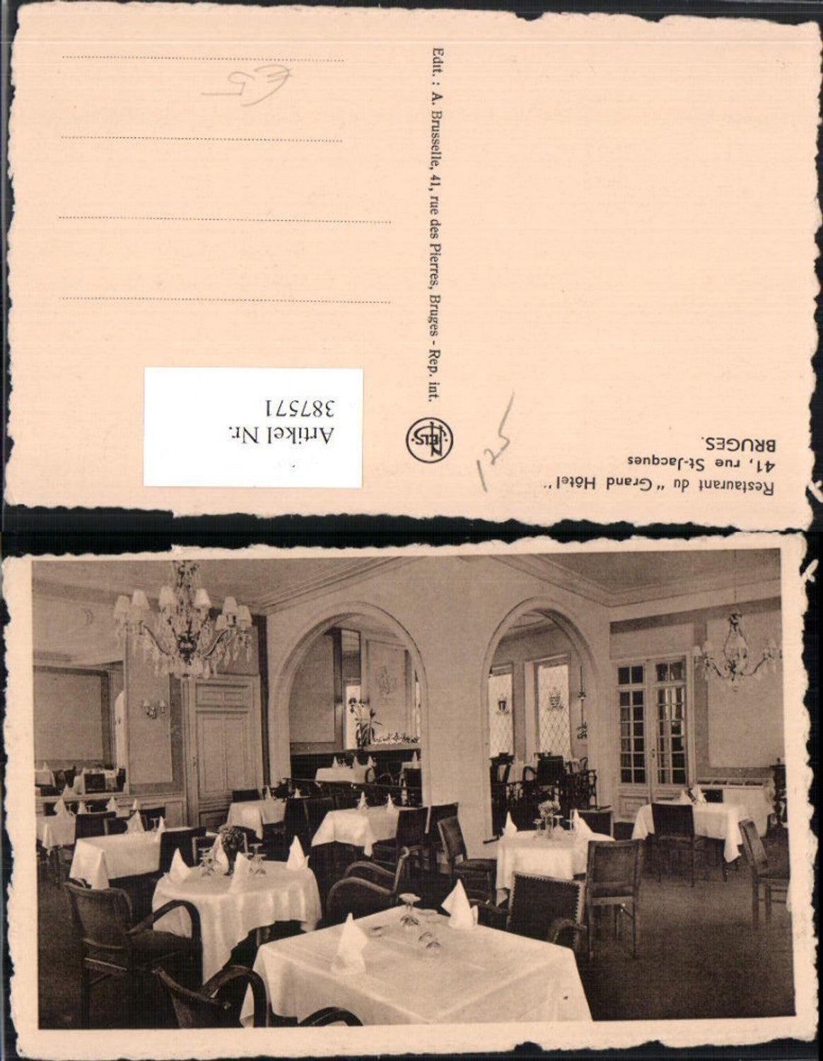 387571,Belgium Bruges Brügge Grand Hotel Restaurant Innenansicht