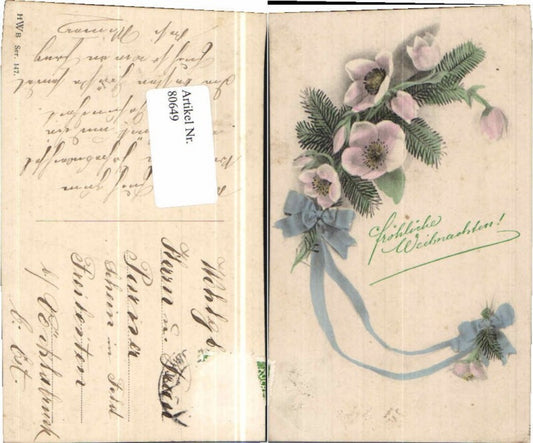 80649, Lithograph Christmas Flowers HWB Series 147