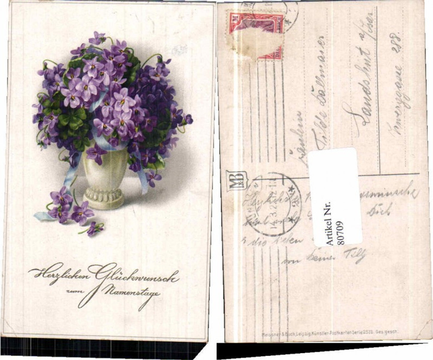 80709,Meissner & Buch 2512 Blumen Veilchen Vase