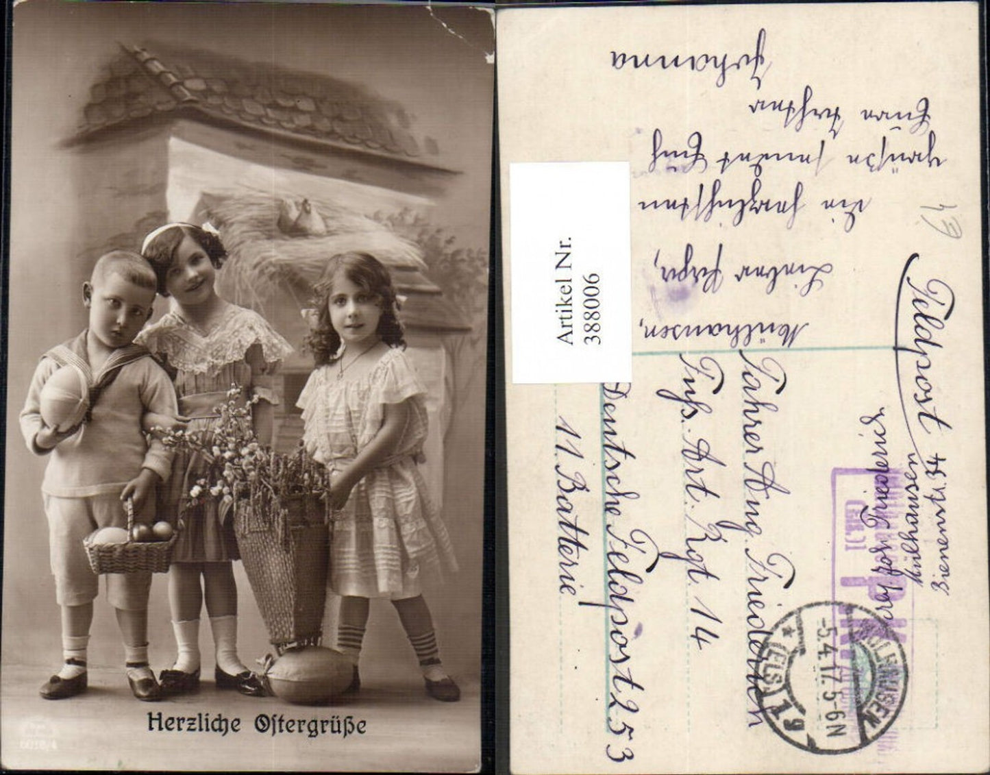 388006,Foto Ak Kinder Bub Junge i. Matrosenuniform Mädchen Kleider Haarschleifen Ostereier Eier