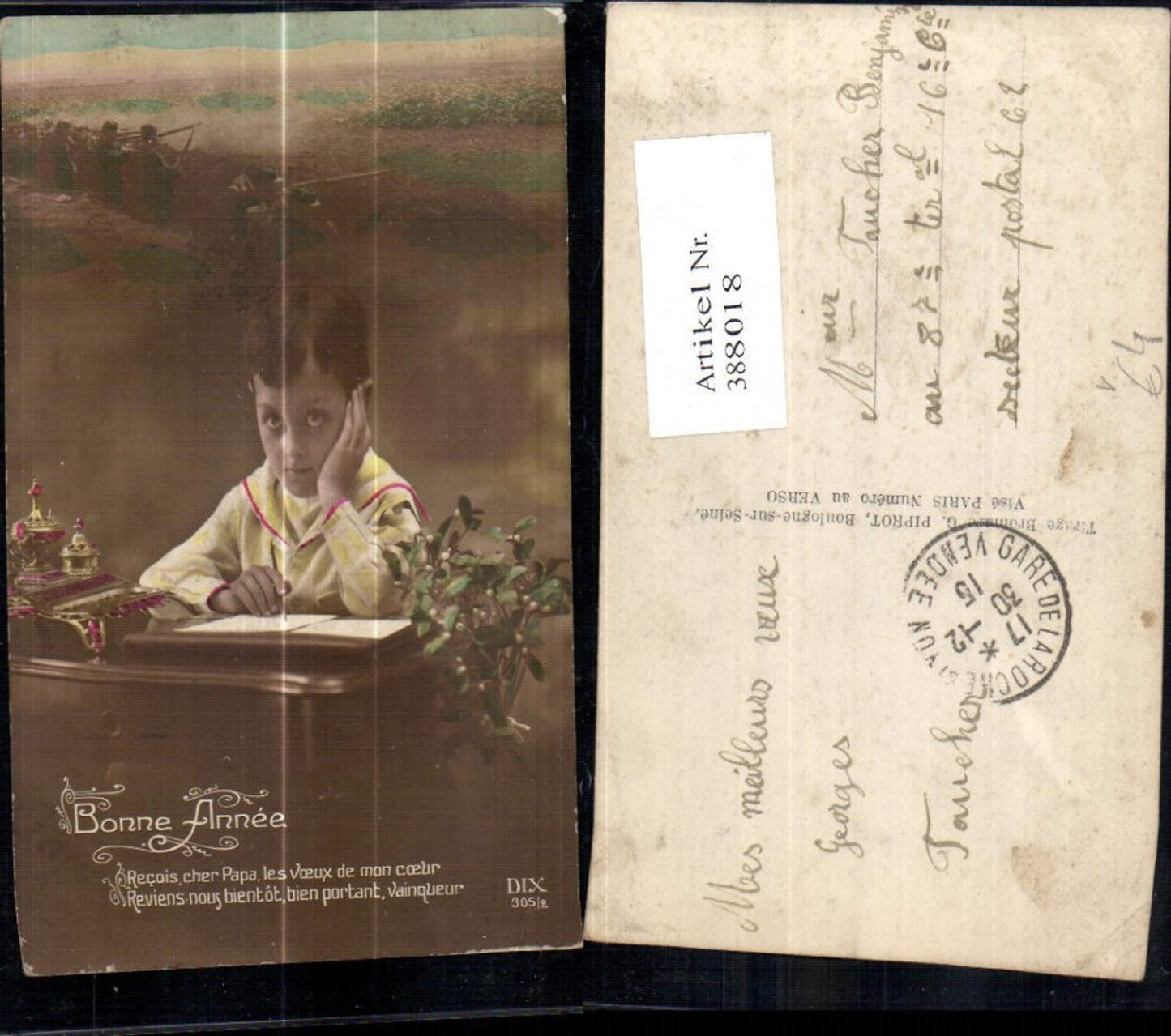 388018,Kind Bub Junge Uniform Matrosenanzug Lesen Schule Spruch pub DIX 305/2