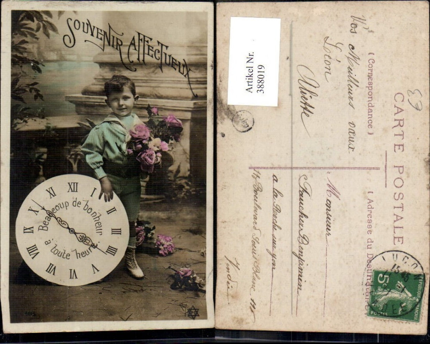 388019,Kind Bub Junge Uniform Matrosenanzug Uhr Rosenstrauß Blumen