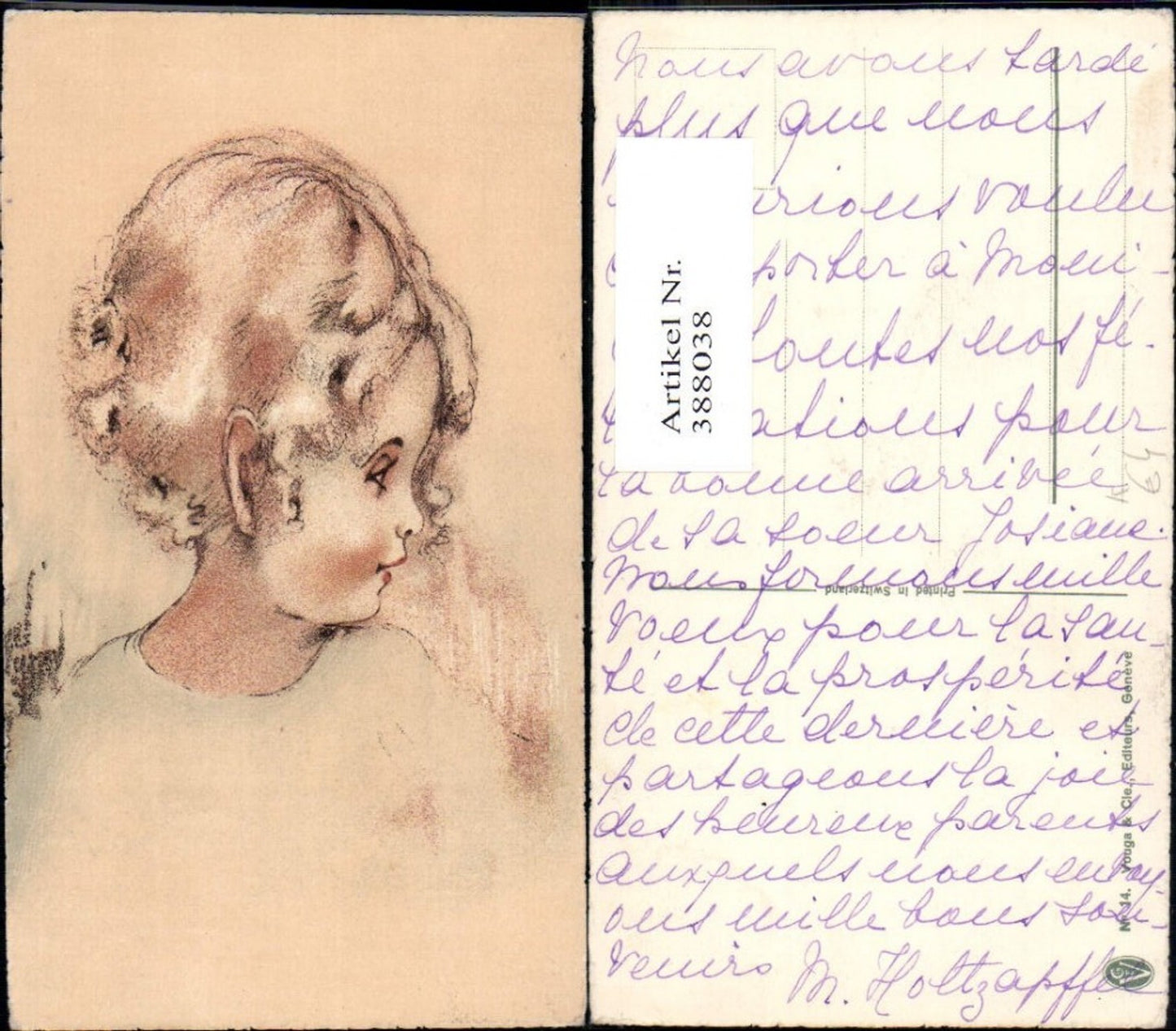 388038, Artist AK Child Girl Side Portrait