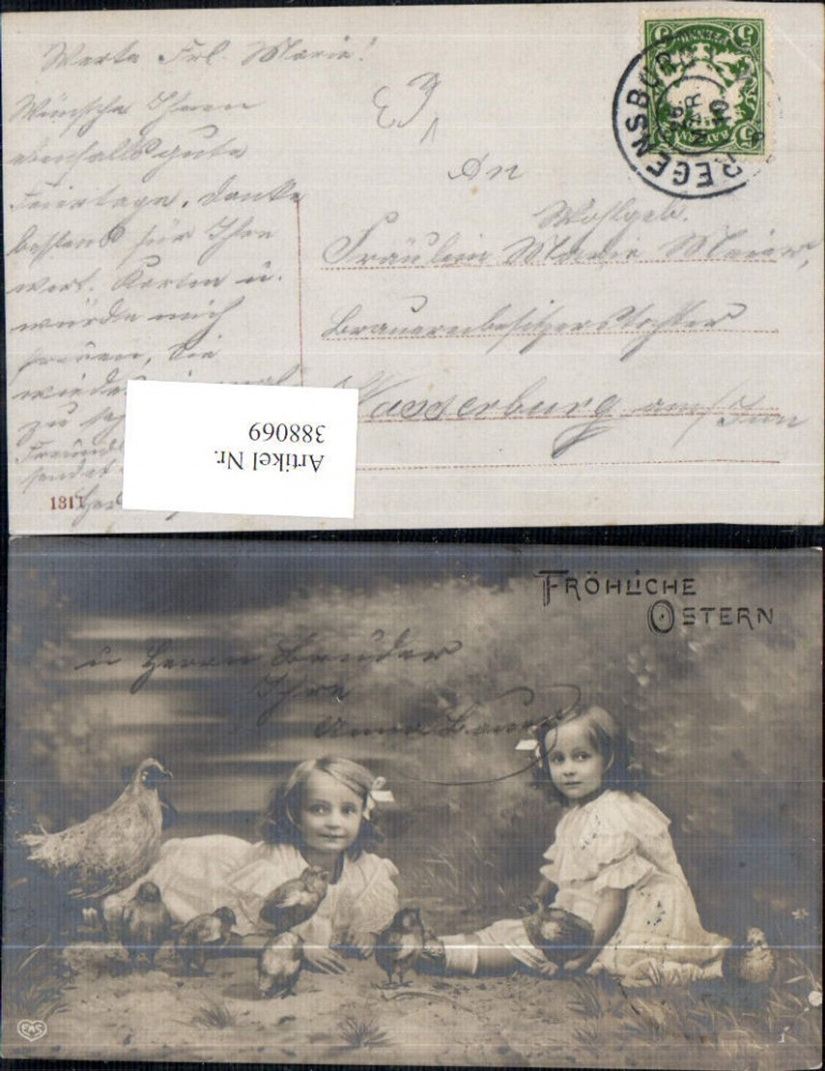 388069,Kinder Mädchen Haarschleife Hahn Küken Ostern pub EAS 1