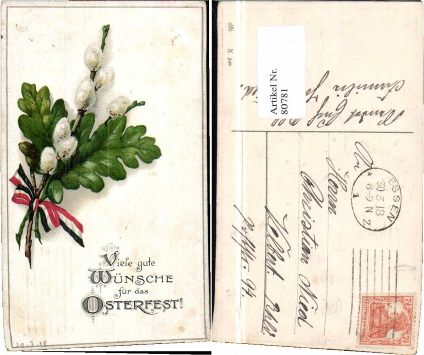 80781,Präge Ostern Palmkätzchen Schlaufe HWB K249