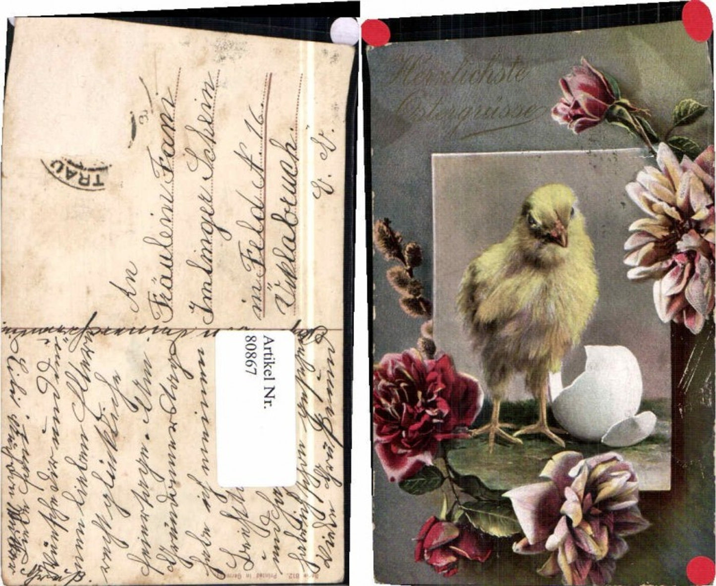80867,Ostern Küken Osterei Blumen Palmkätzchen