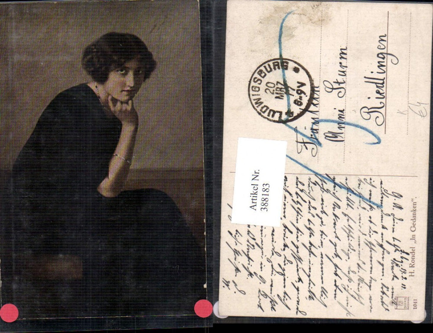 388183,Künstler Ak H. Rondel In Gedanken Frau Schmuck Perlenkette Portrait