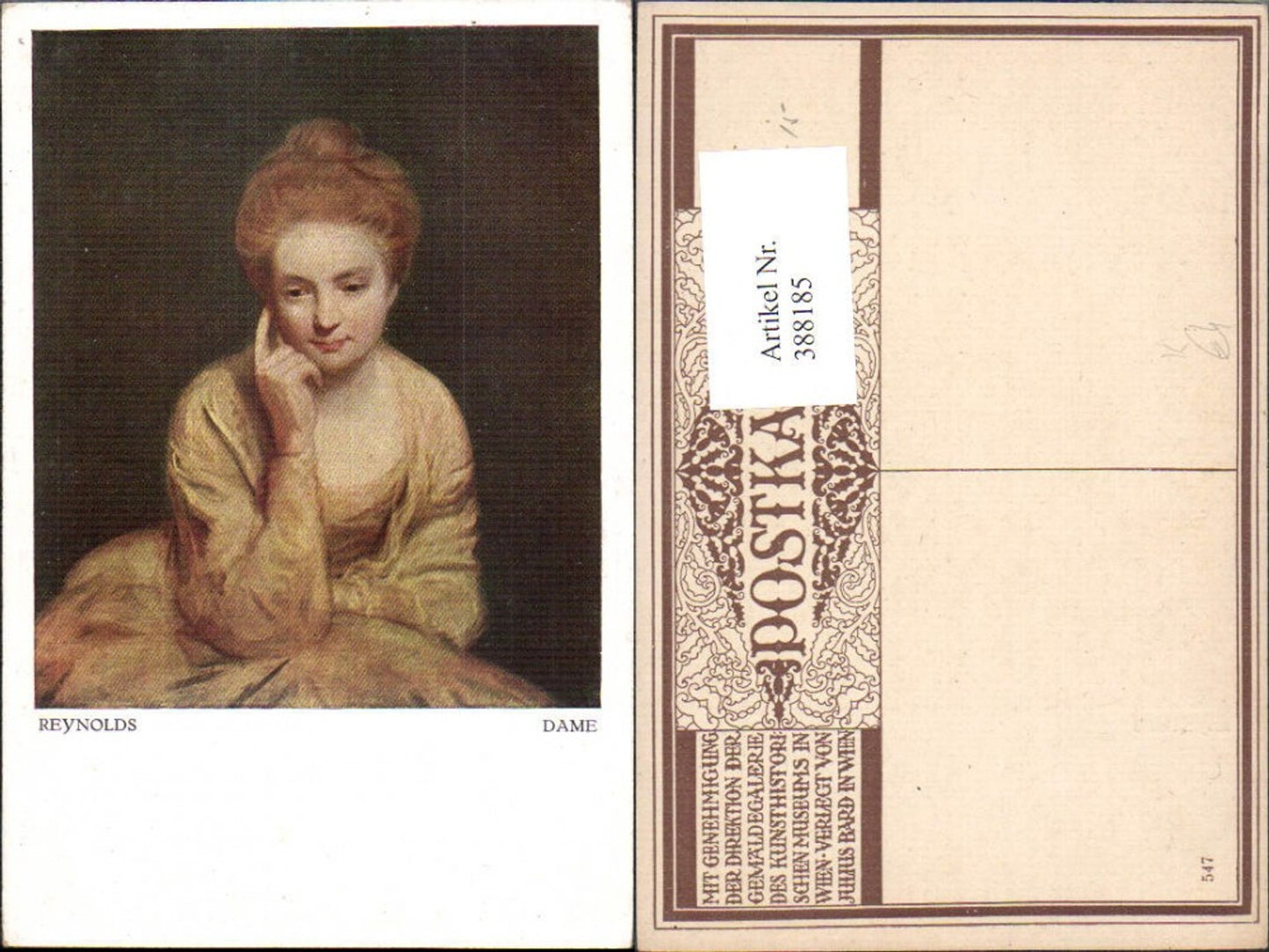 388185,Künstler Ak Reynolds Dame Frau Portrait