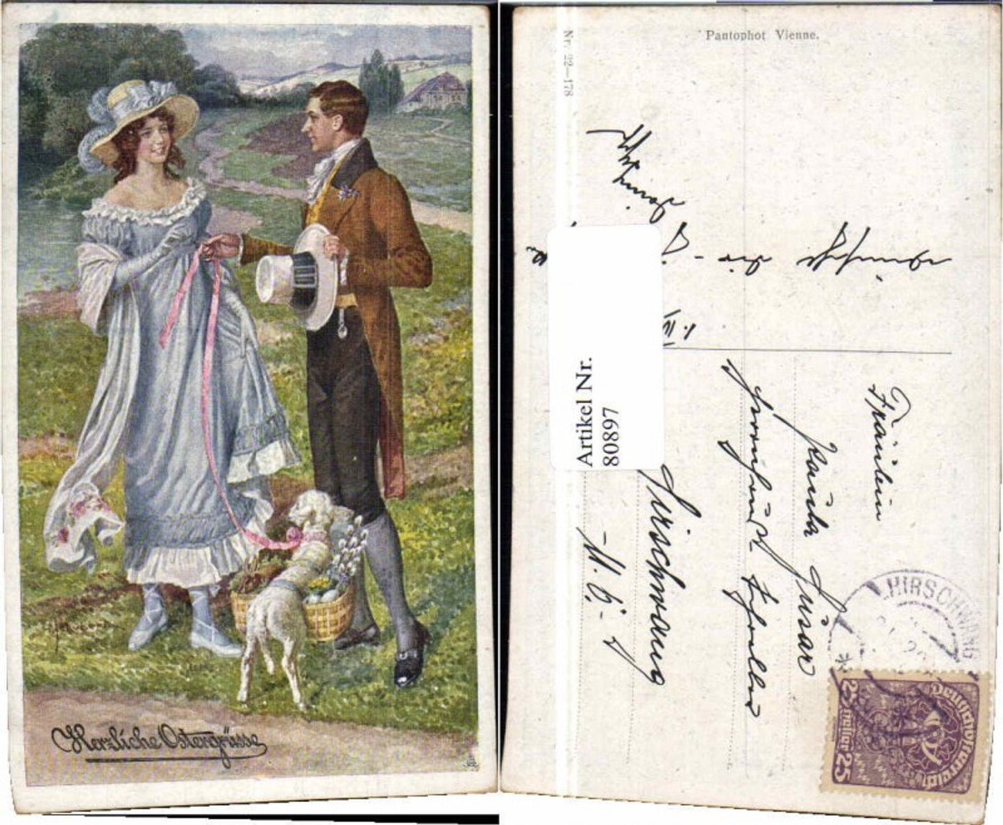 80897, Art Nouveau H. Schubert Easter Sheep Man Hat