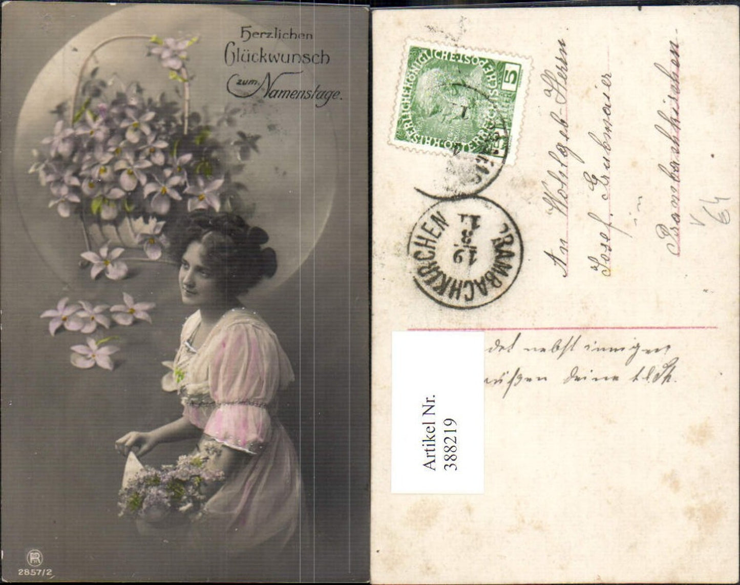 388219,Frau Lockenkopf Kleid Blumen Veilchen Namenstag pub RPH 2857/2