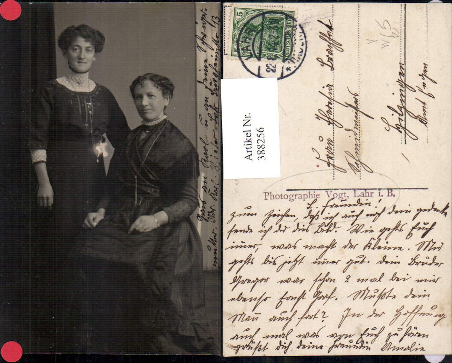 388256,Foto Ak Frauen Halskette Portrait pub Photographie Vogt Lahr i. B.