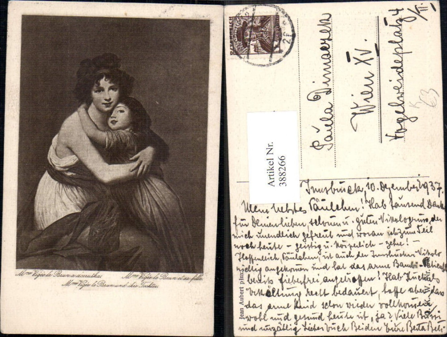 388266,Künstler Ak Mme Vigee Le Brun u.ihre Tochter Frau als Mutter Kind