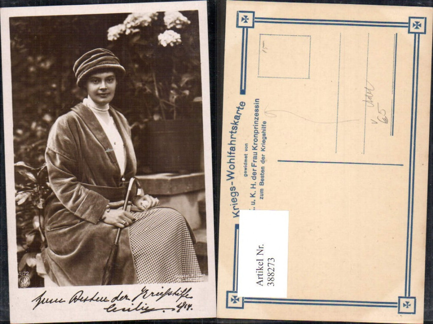 388273,Cecilie von Preußen Kronprinzessin Adel Monarchie pub Kriegs-Wohlfahrt Kriegshilfe