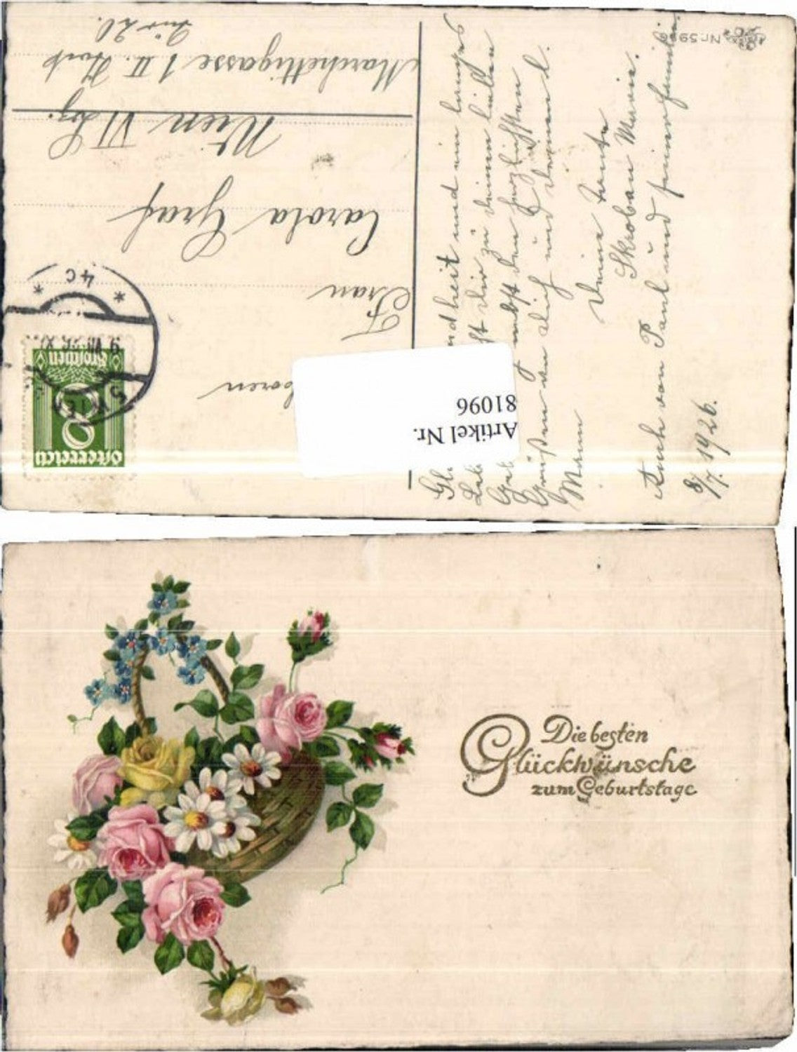 81096,Geburtstag Blumenkorb Rosen Erika Nr 5956