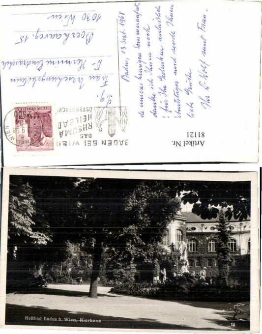 81121,Baden bei Wien Seltene Karte aus dem Park Kurhaus