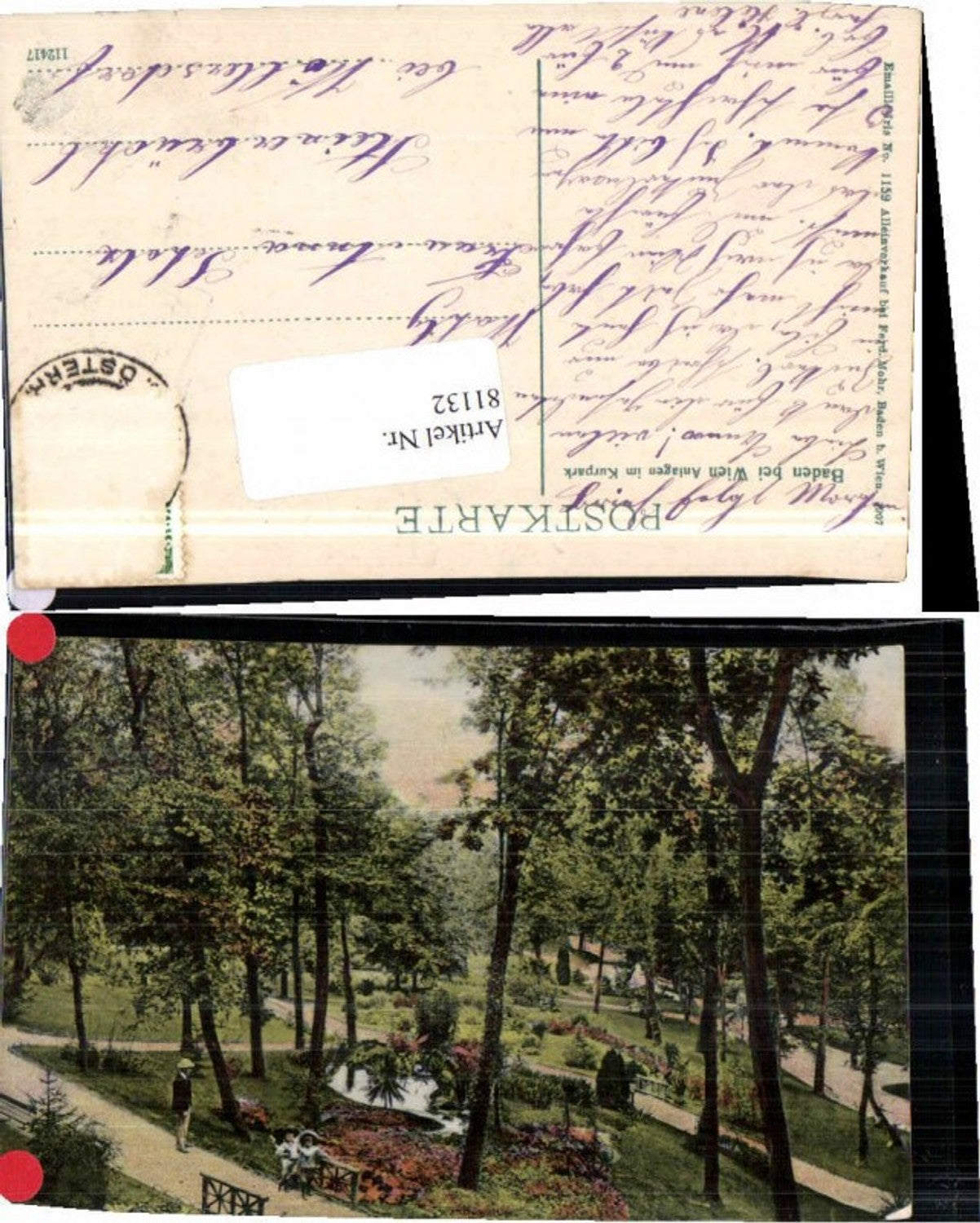 81132,Baden b. Wien Anlagen im Park 1907 Seltene Ansicht