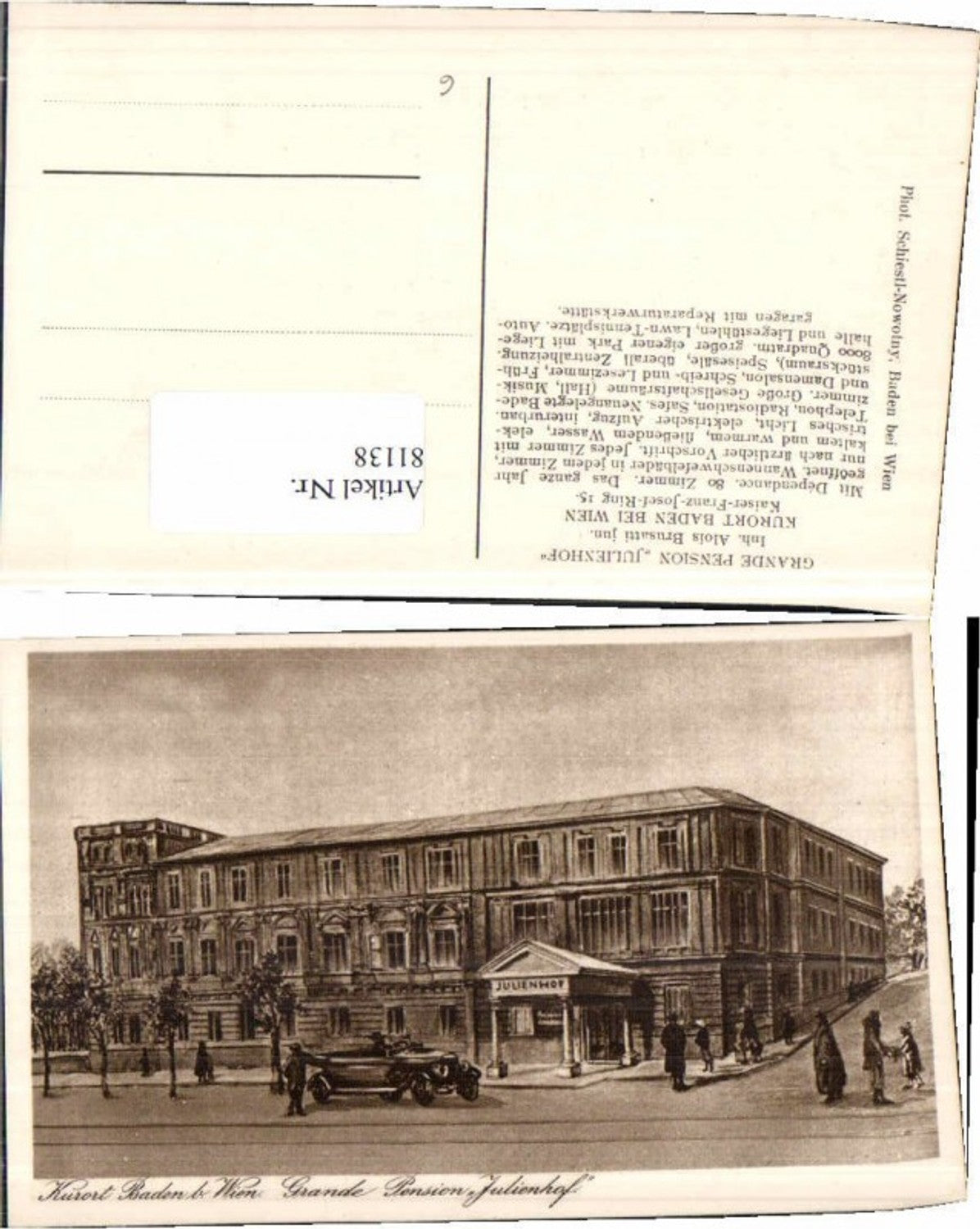 81138,Baden b. Wien Grande Pension Julienhof Oldtimer