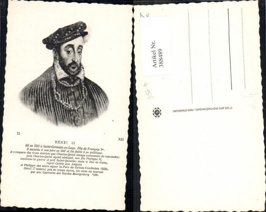 388489,Künstler Ak Henri II Portrait Adel Monarchie