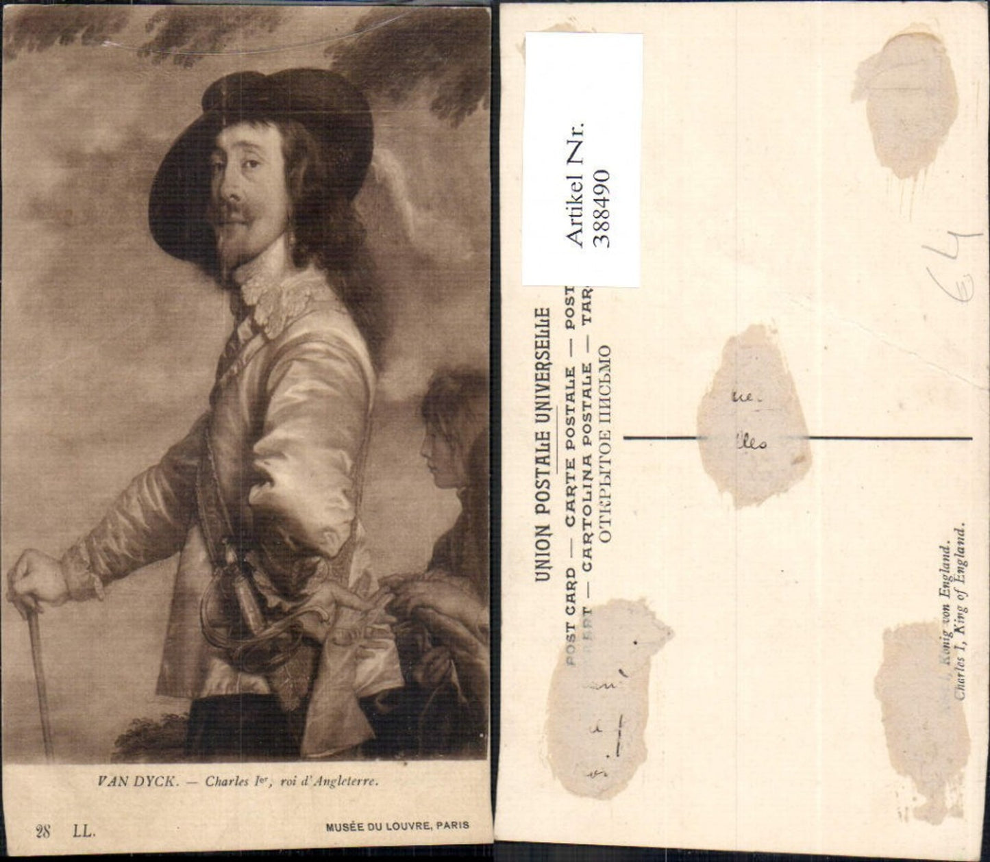 388490,Künstler Ak Van Dyck Charles I roi d Angleterre Adel Monarchie