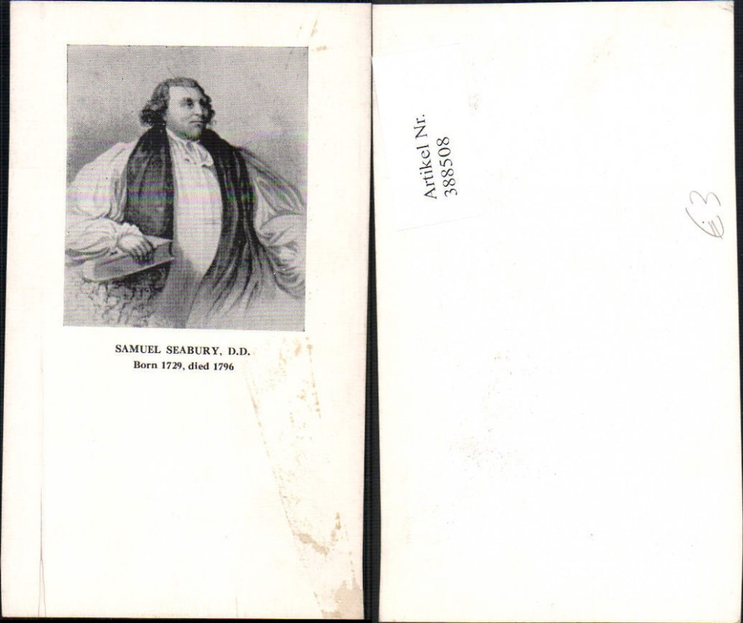 388508,Künstler Ak Samuel Seabury D.D. Bischof von Connecticut Religion