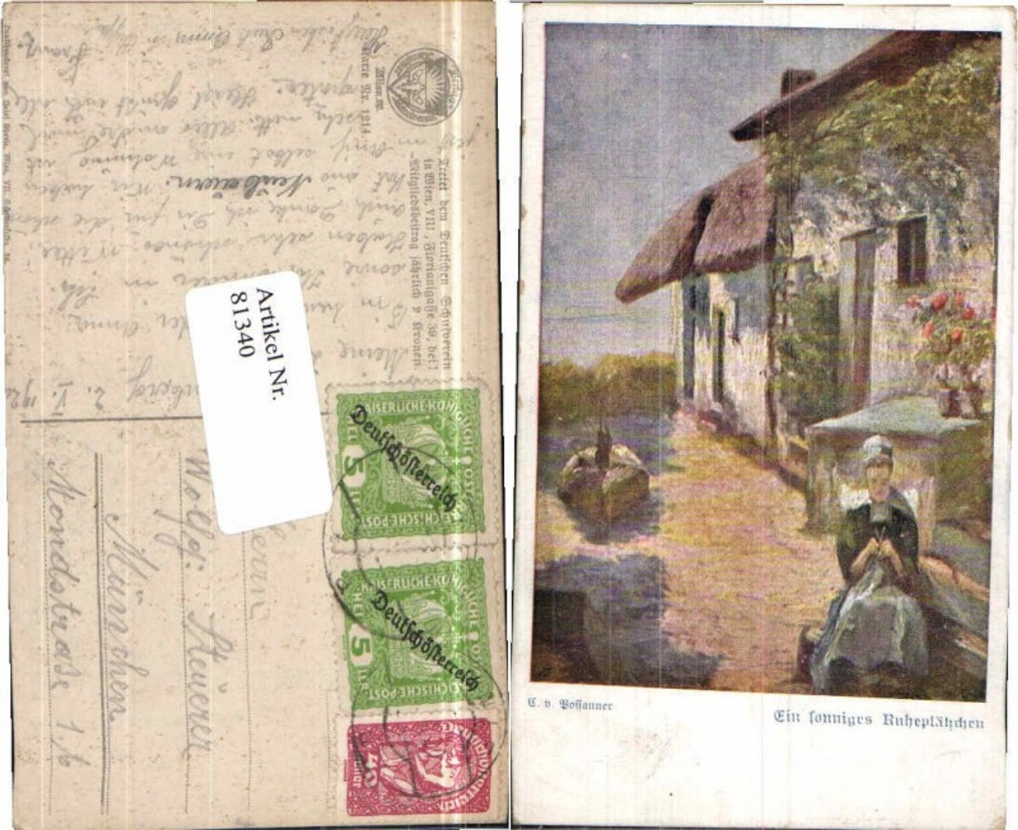 Dt. Schulverein 1214 E.v. Possanner Stricken Frau strickt 81340