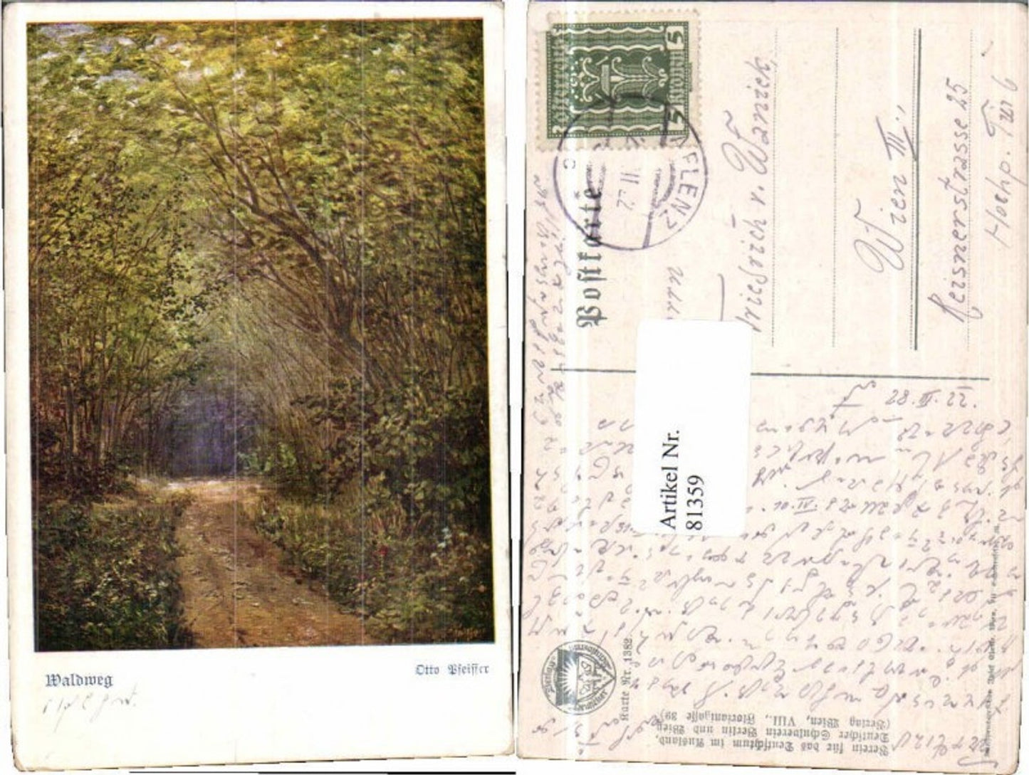 81359,Dt. Schulverein 1382 Otto Pfeiffer Waldweg sign