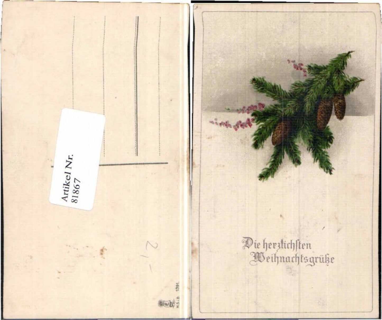 81867, Christmas fir branch pine cone