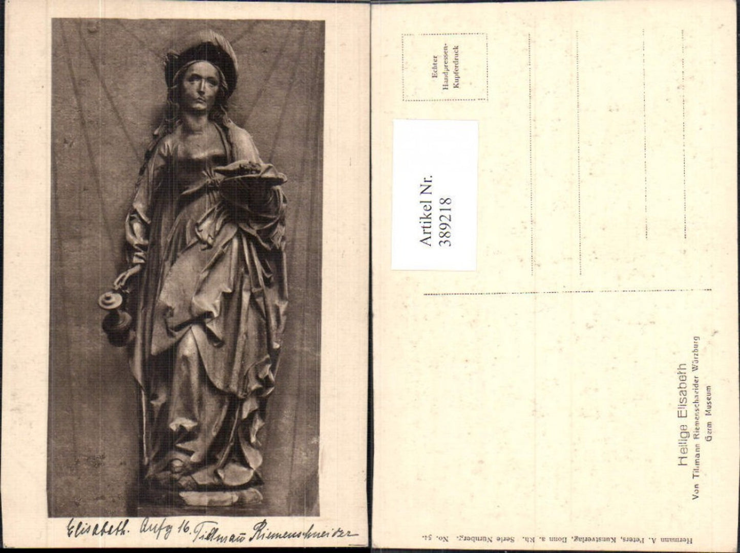 389218,Statue Heilige Elisabeth v. Tilmann Riemenschneider Würzburg Reiligion