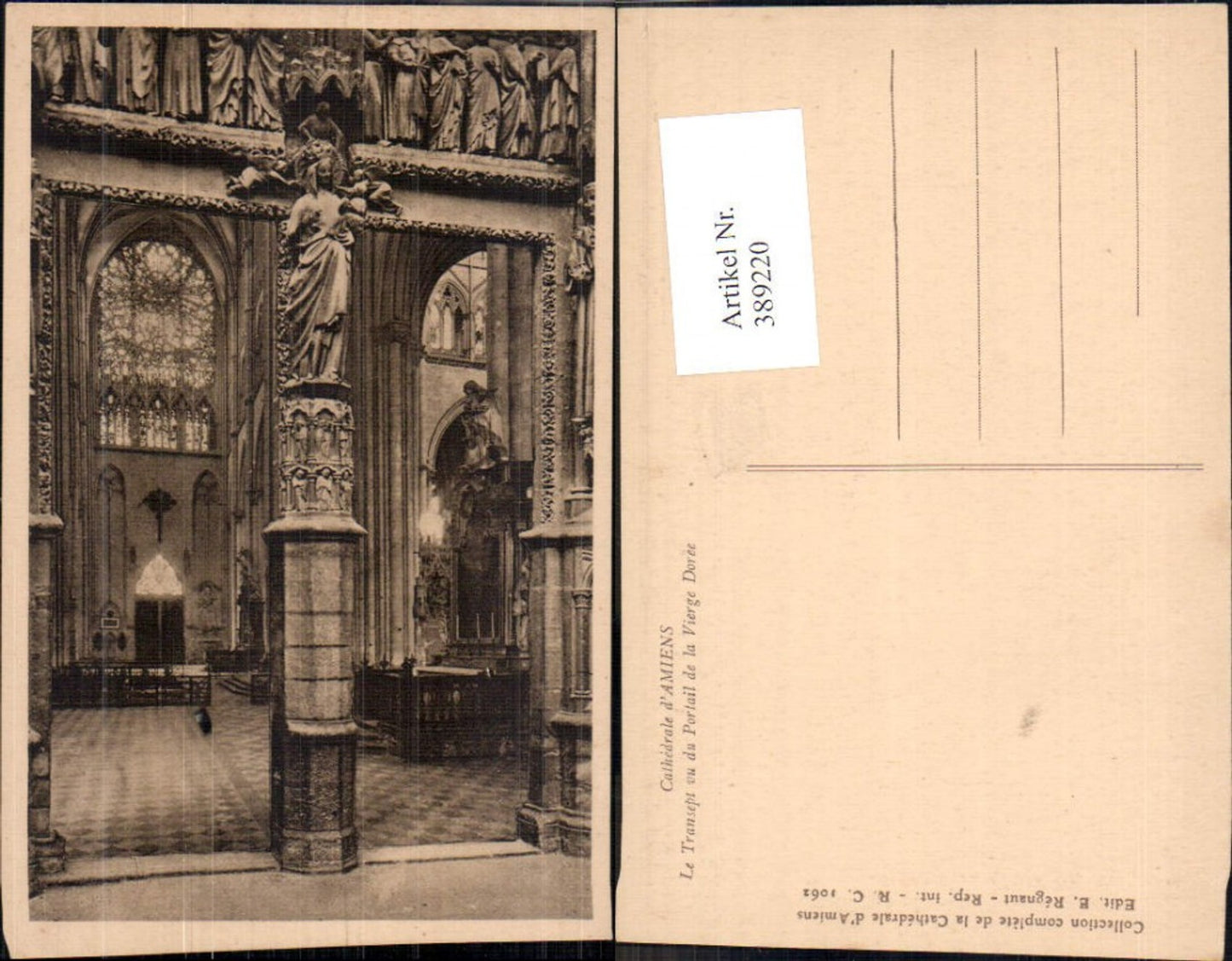 389220,Statue Cathedrale d Amiens Le Transept vu du Portail de la Vierge Doree Church