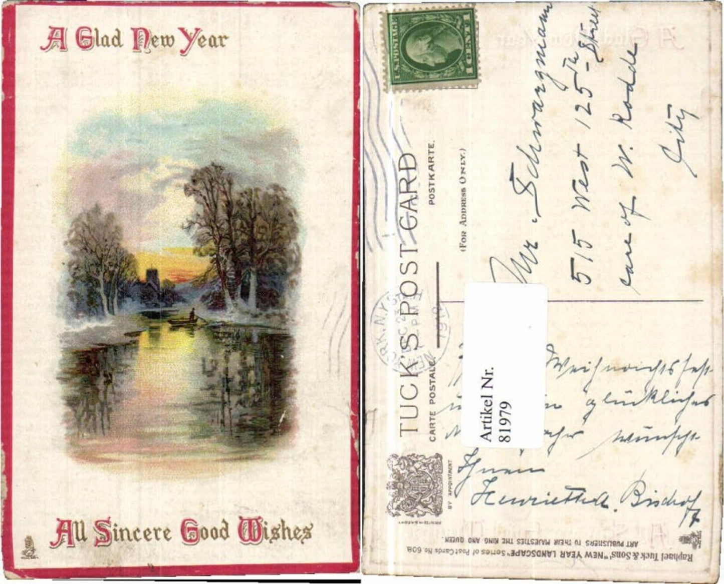 81979, R. Tuck 608 New Year Landscape New Year