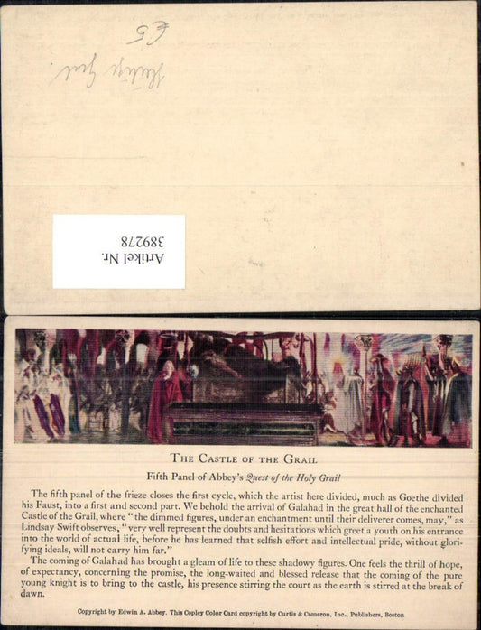 389278,Mittelalter The Castle of the Grail Fifth Panel of Abbeys Heilige Gral Text