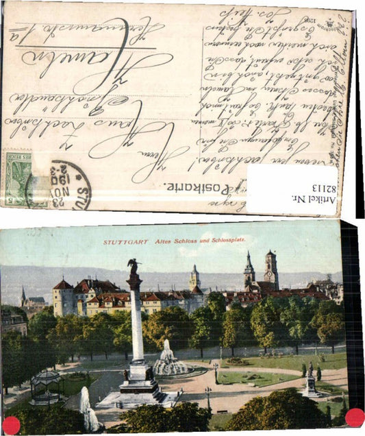 82113, Stuttgart Old Castle Castle Square Monument 1908