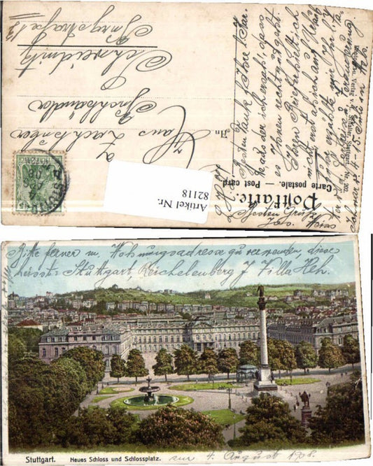 82118, Stuttgart New Palace Palace Square 1908 Monument