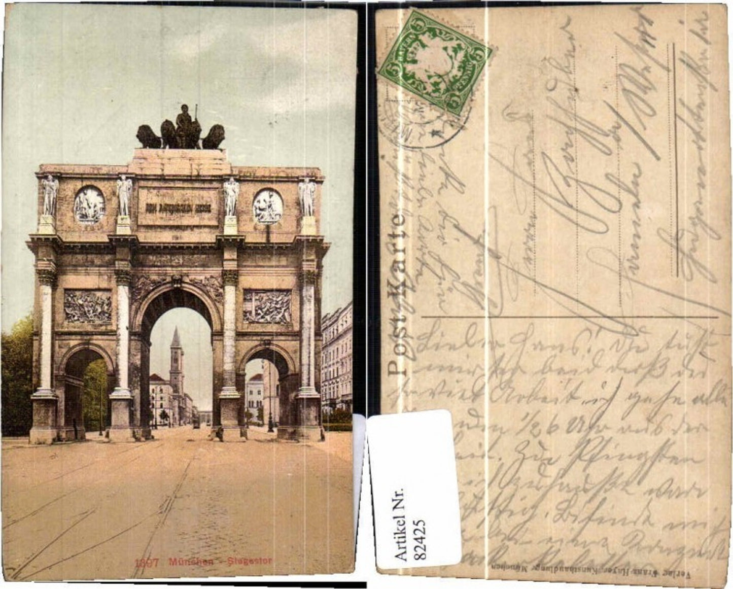 82425,München Siegestor Partie 1920