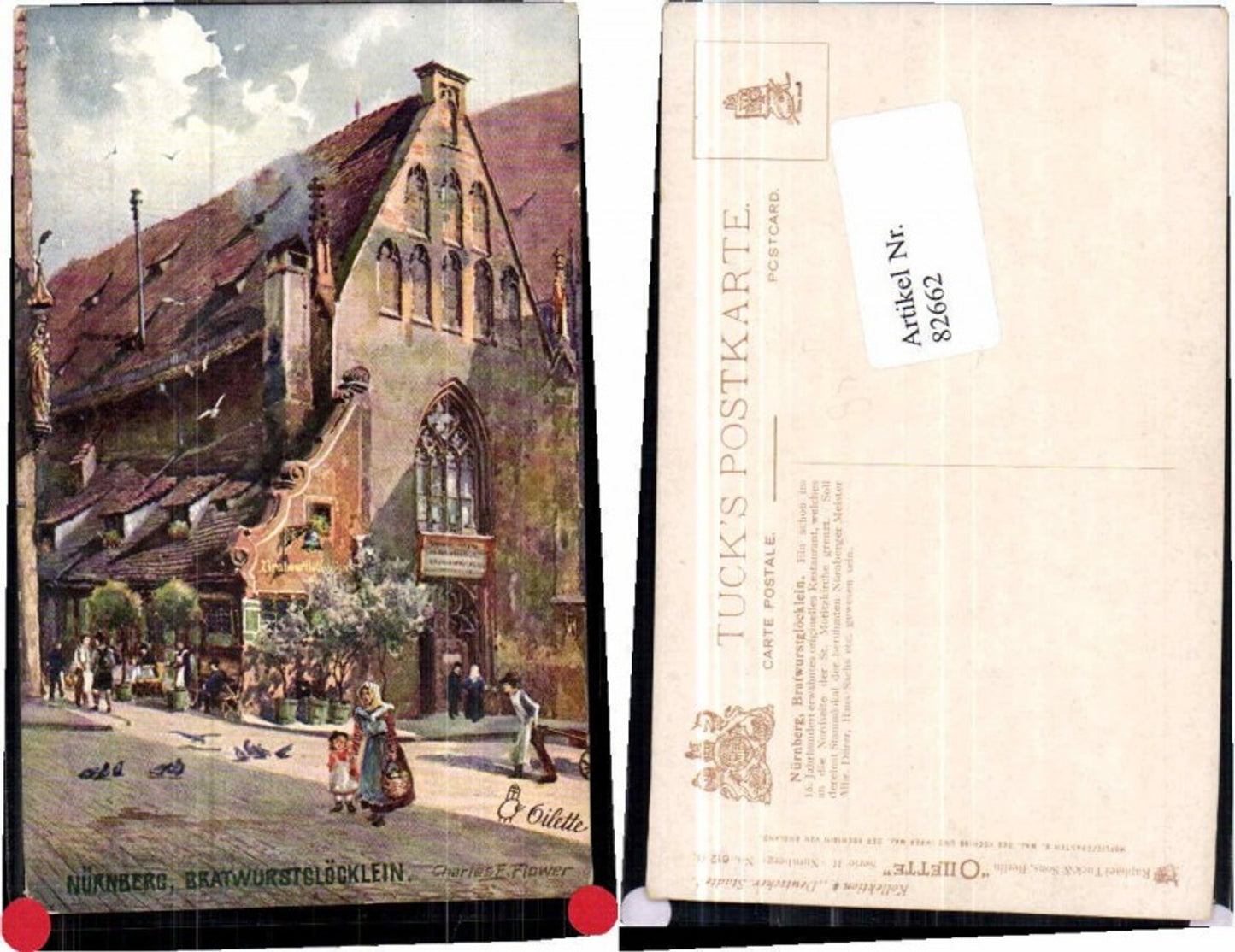 82662,Tuck 612 Nürnberg Bratwurstglöcklein Charles Flowers sign
