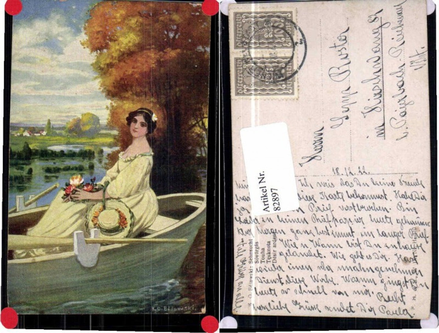 82897,K.O. Belawski Frau Hut Boot Jugendstil