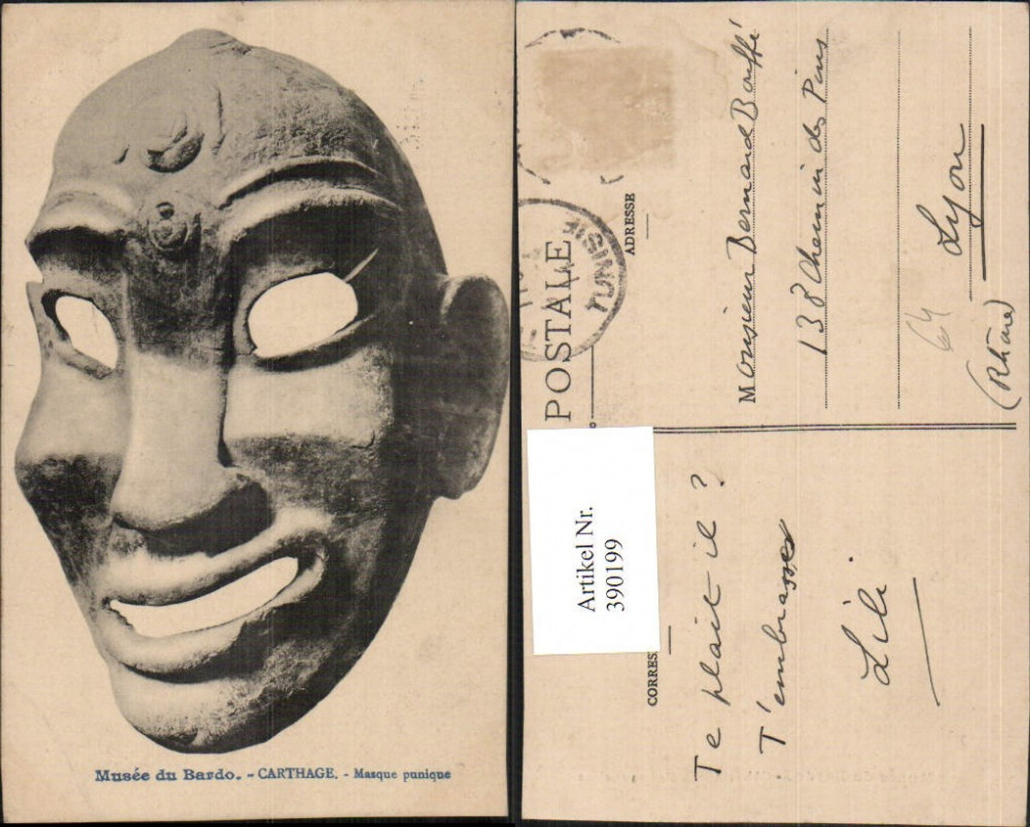 390199,Tunisia Carthage Karthago Musee du Bardo Masque punique Maske