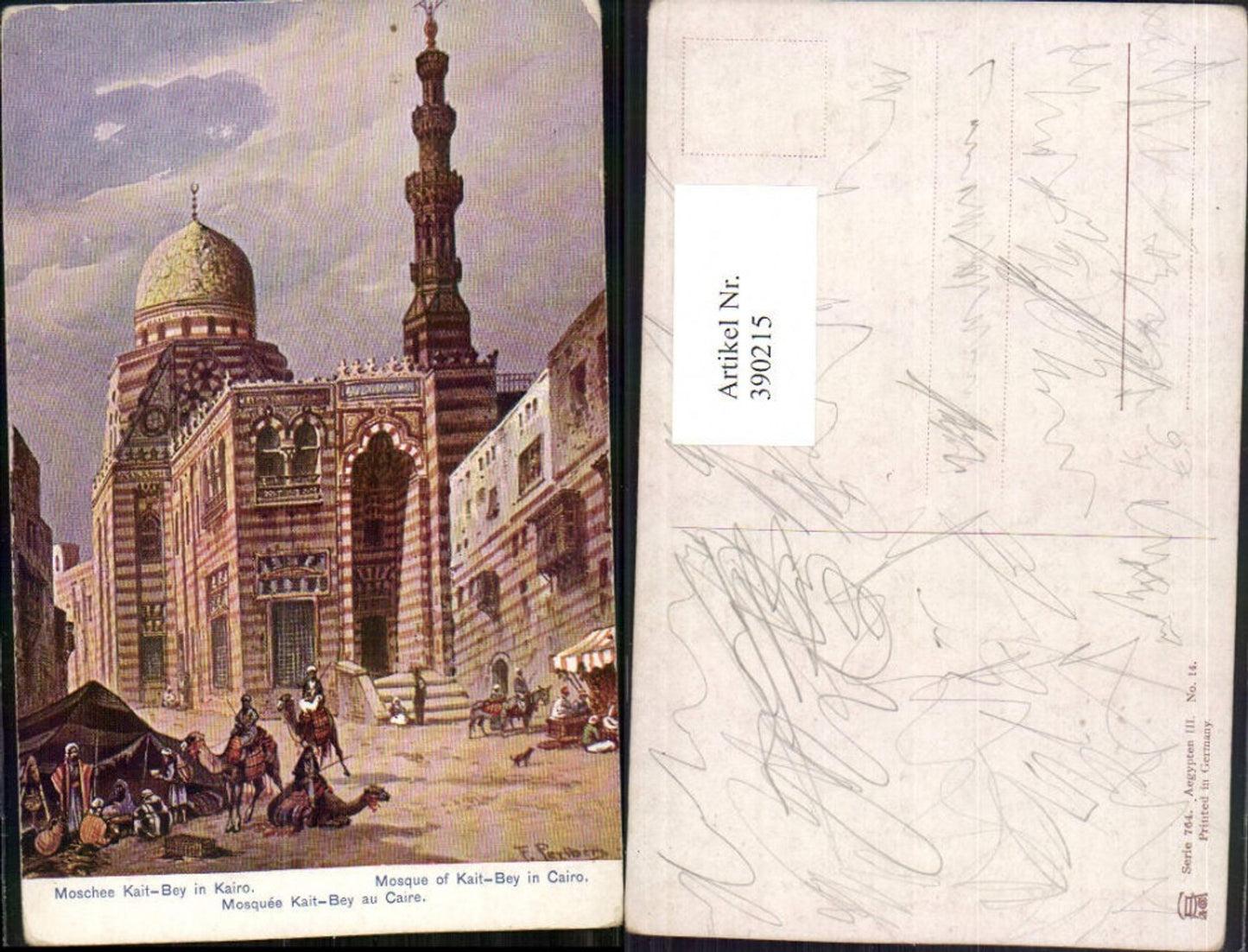 390215,Künstler AK F. Perlberg Egypt Kairo Cairo Mosque Moschee Volkstypen