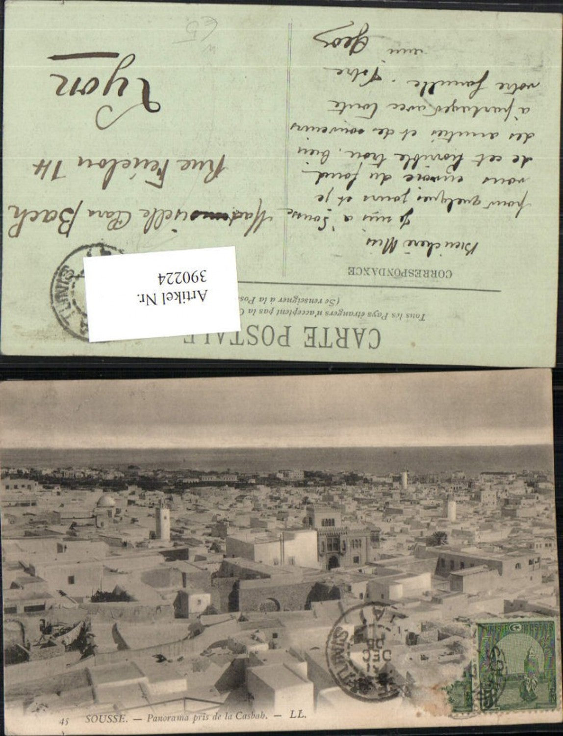 390224,Tunisia Sousse Panorama pris de la Casbah Totale