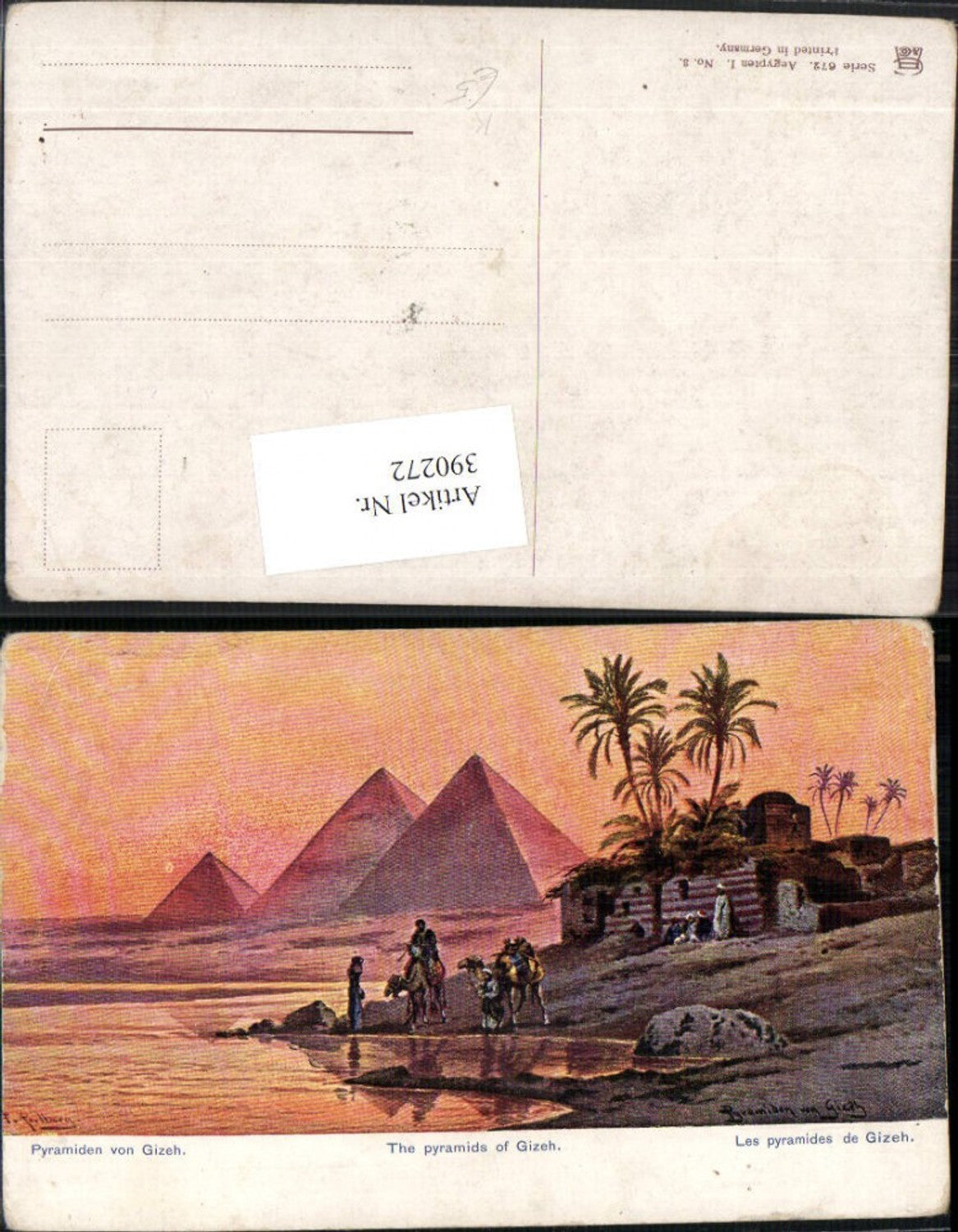 390272,Künstler AK F. Perlberg Egypt Gizeh Pyramiden Pyramides Volkstypen