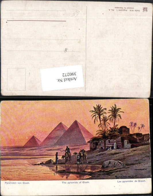 390272,Künstler AK F. Perlberg Egypt Gizeh Pyramiden Pyramides Volkstypen