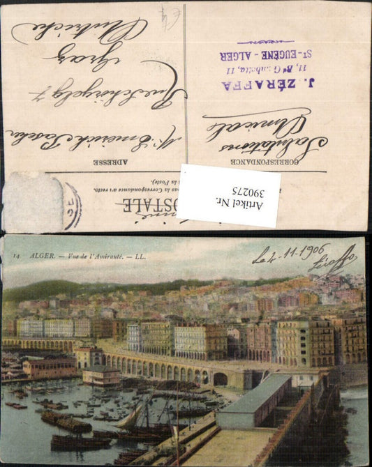 390275,Algeria Alger Algier Vue de l'Amiraute Totale Hafen