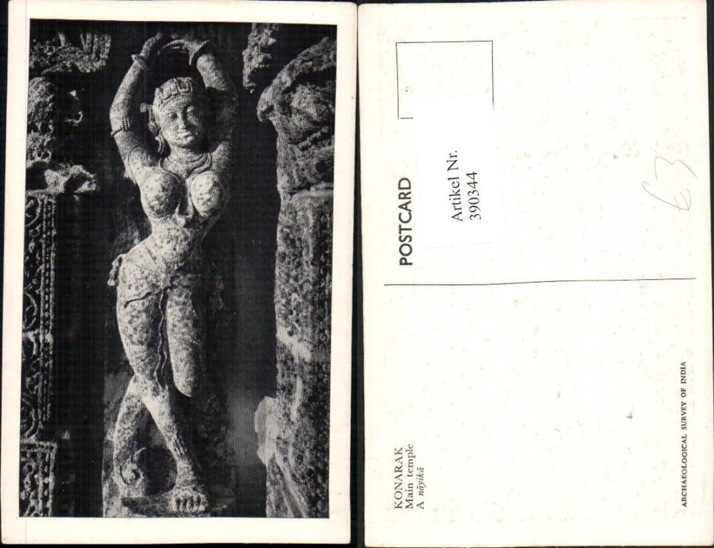 390344,India Konarak Main temple Tempel A nayika Statue