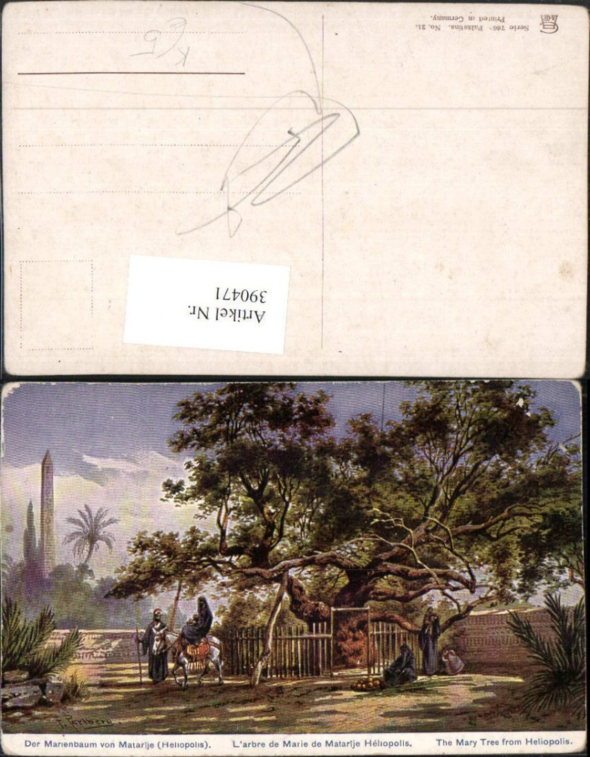 390471,Künstler AK F. Perlberg Egypt Heliopolis Marienbaum von Matarije Volkstypen
