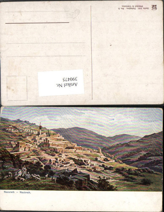 390475,Künstler AK F. Perlberg Israel Nazareth Totale Bergkulisse