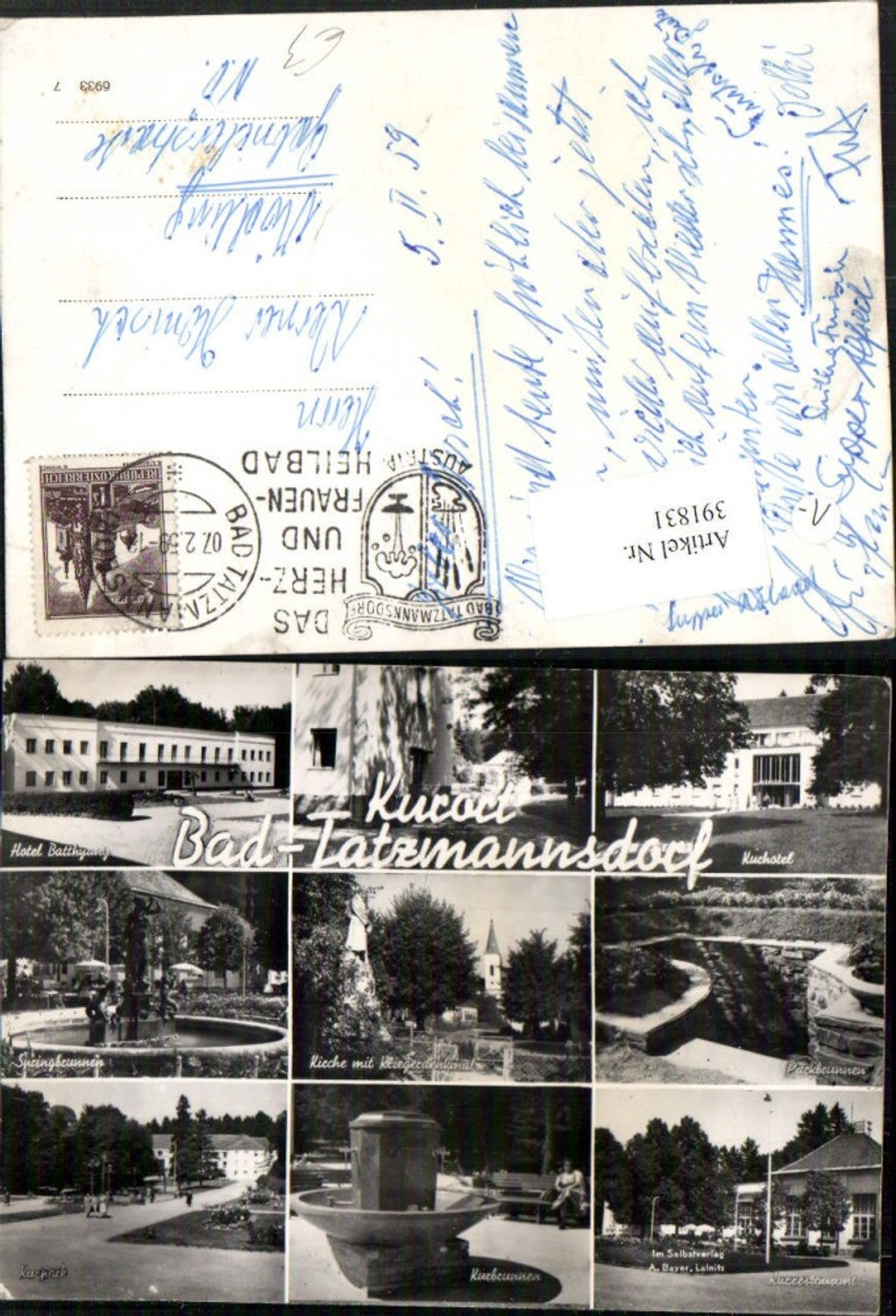 391831,Bad Tatzmannsdorf Hotel Batthyany Kurhotel Kirche Kurpark Brunnen Mehrbildkarte