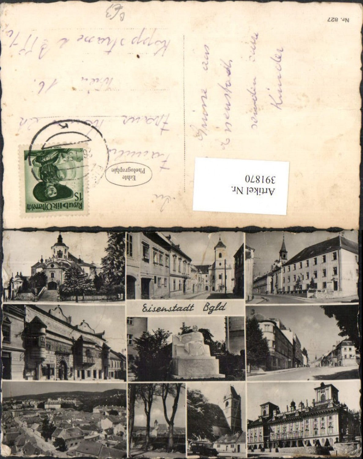 391870,Eisenstadt Totale Kirche Schloss Denkmal Erker Mehrbildkarte