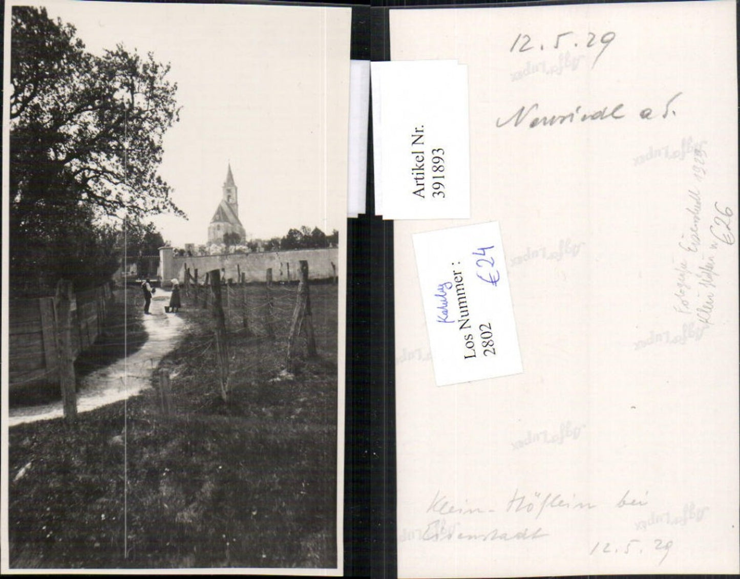 391893,Foto Eisenstadt 1929 Kleinhöflein Wegpartie Kirche