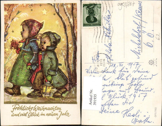 391935,Künstler AK Weihnachten Neujahr Kinder Laterne Sterne