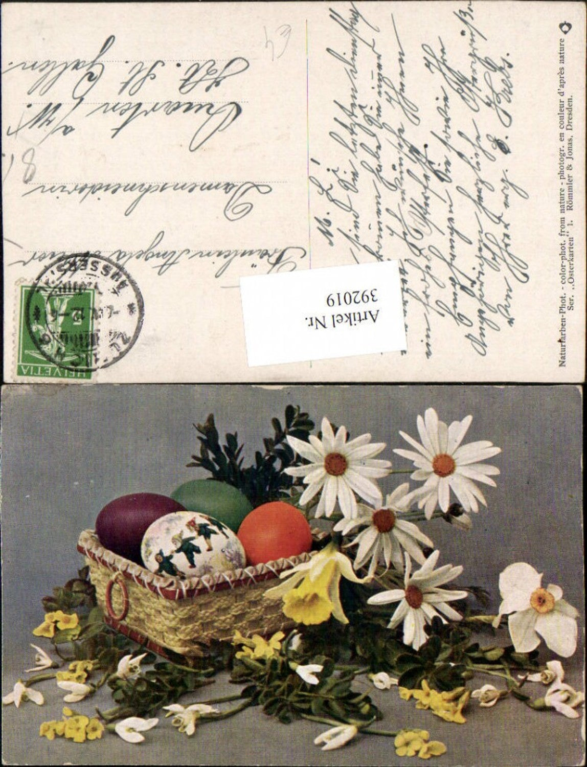 392019,Ostern Korb Ostereier Eier Blumen Margeriten Narzissen Schneeglöckchen